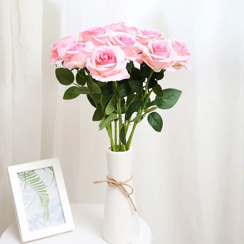 

1pcs Artificial Flowers Artificial Rose Branch Wedding Decoration Vivid Simulation Roses Artificial Silk Flower Bride Home Decor