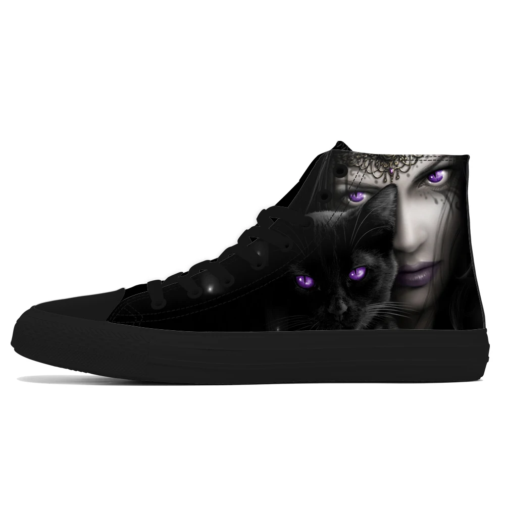 Мужские парусиновые кроссовки с уникальным принтом высокие модные черепом для