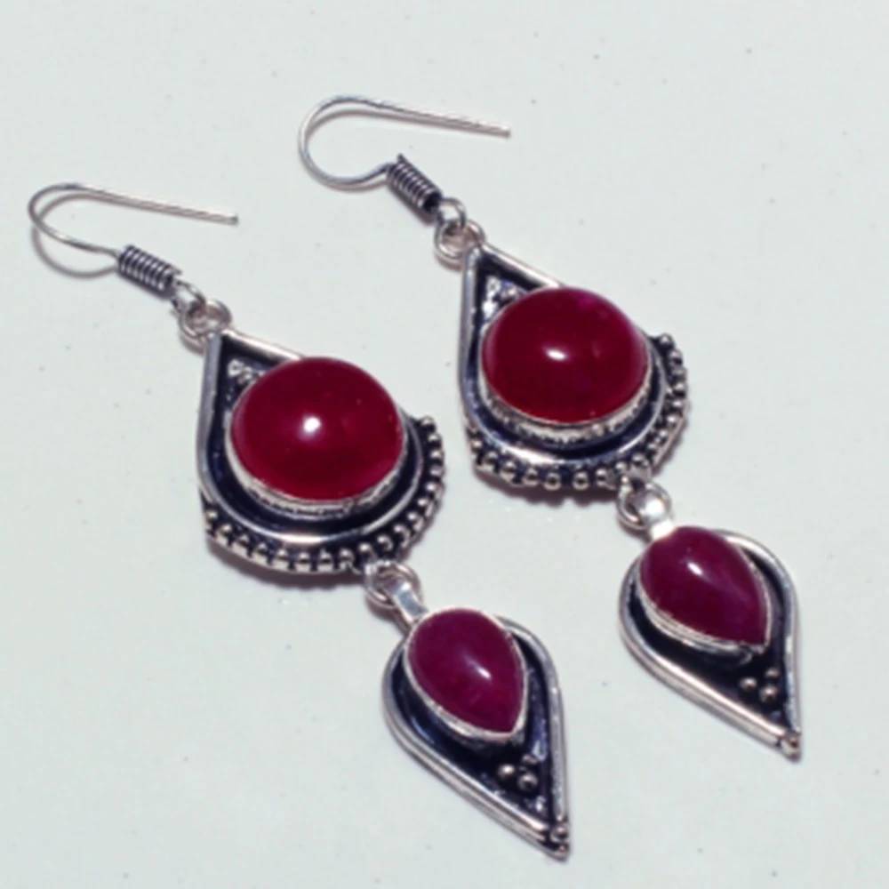 

Rubellite Silver Overlay on Copper Earrings, 75 mm, E4766
