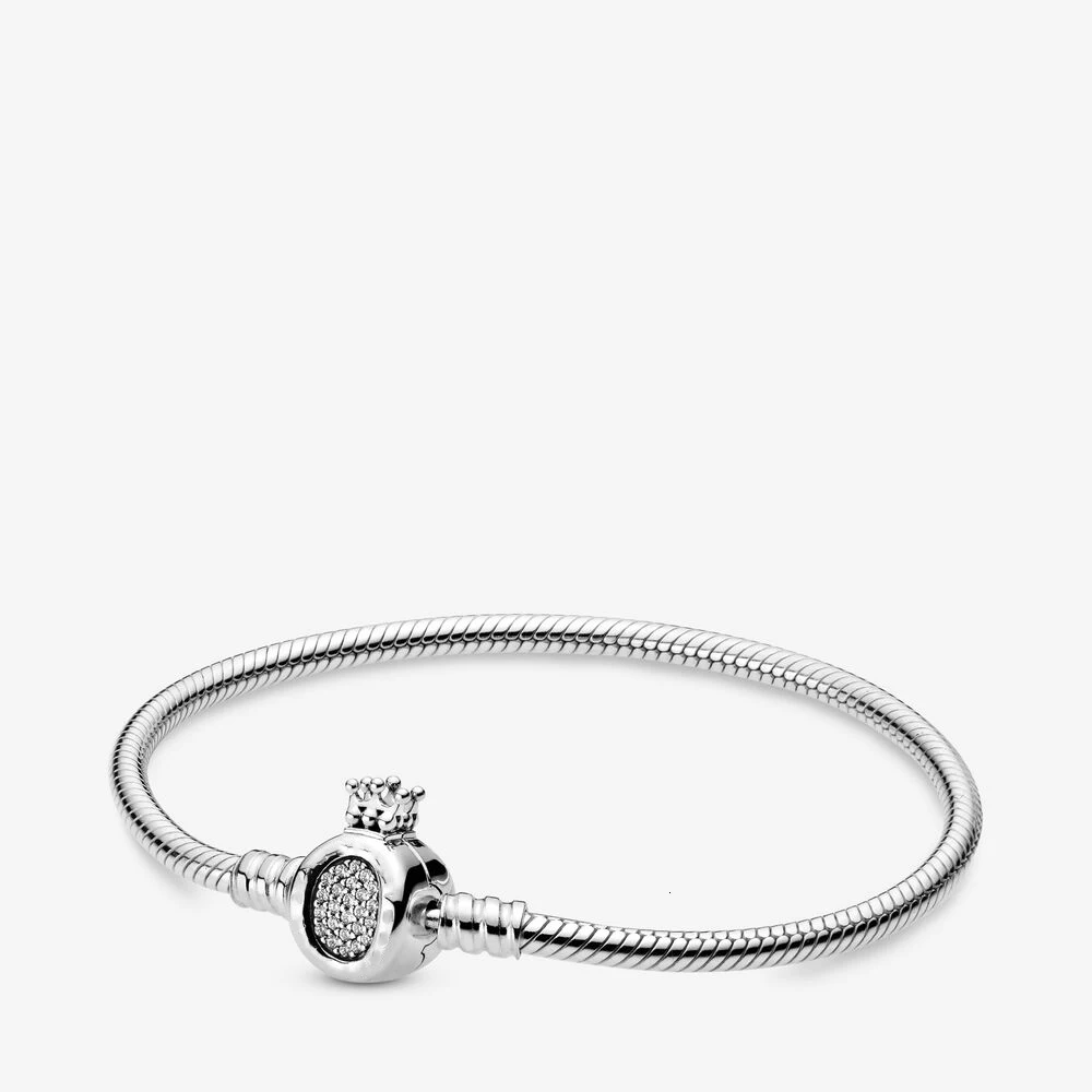 

2019 NEW Authentic 925 Sterling Silver Moments Crown O & Snake Chain Bracelet Fit Original Pan Charm Bracelet DIY Jewelry Women