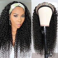 headband wig curly human hair wigs for black women brazilian kinky curly natural human hair headband wigs scarf no gluelees remy