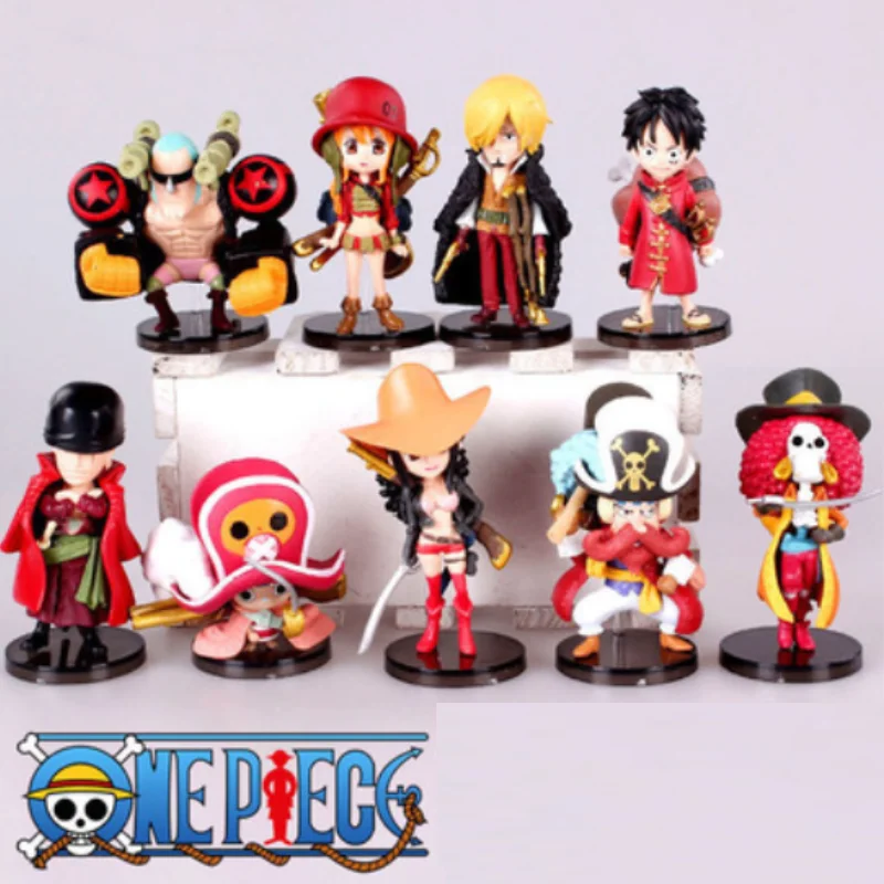 9 шт./лот Аниме One Piece Mini Luffy Roronoa Zoro Sanji Usopp Franky Nami ПВХ экшн фигурка Коллекционная