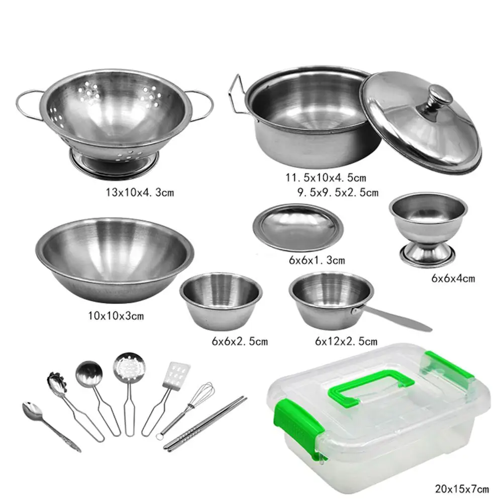 17 шт. Детские Кухонные Игрушки из нержавеющей стали миниатюрный набор для