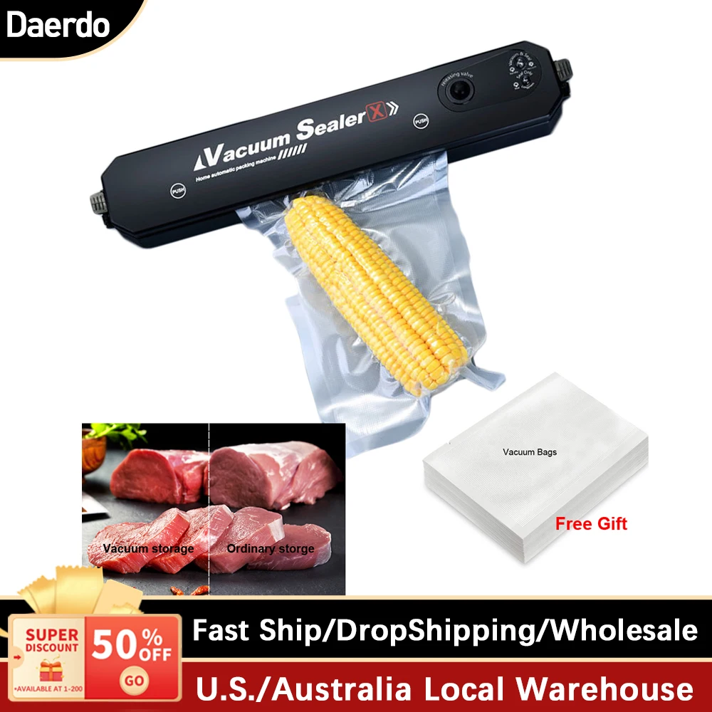 - Automatic Vacuum Food Sealer Packaging Sealing Machine For Kitchen
Food Preservation With 10 Vacuum Storage Bags Dropshipping