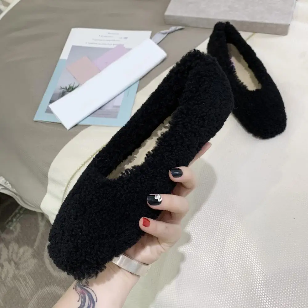 Овечья шерсть удобные тонкие туфли женская повседневная обувь без шнуровки