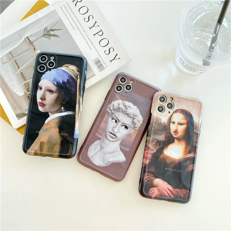 

Fashion Artistic Portrait Mona Lisa Phone Case For iphone 11 Pro Max 7 8 plus X XR XS Max SE 2020 Capa Cute Luxury Soft Cases