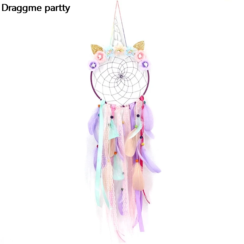 

Cartoon Unicorn White Dream Catcher Handmade Wind Chime Girl Heart Bedroom Pendant Student Gift