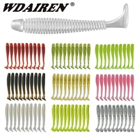 20pcslot fishing worms soft lures 4 8cm 0 8g silicone artificial bait jig wobblers with spiral t tail swimbaits carp bass pesca