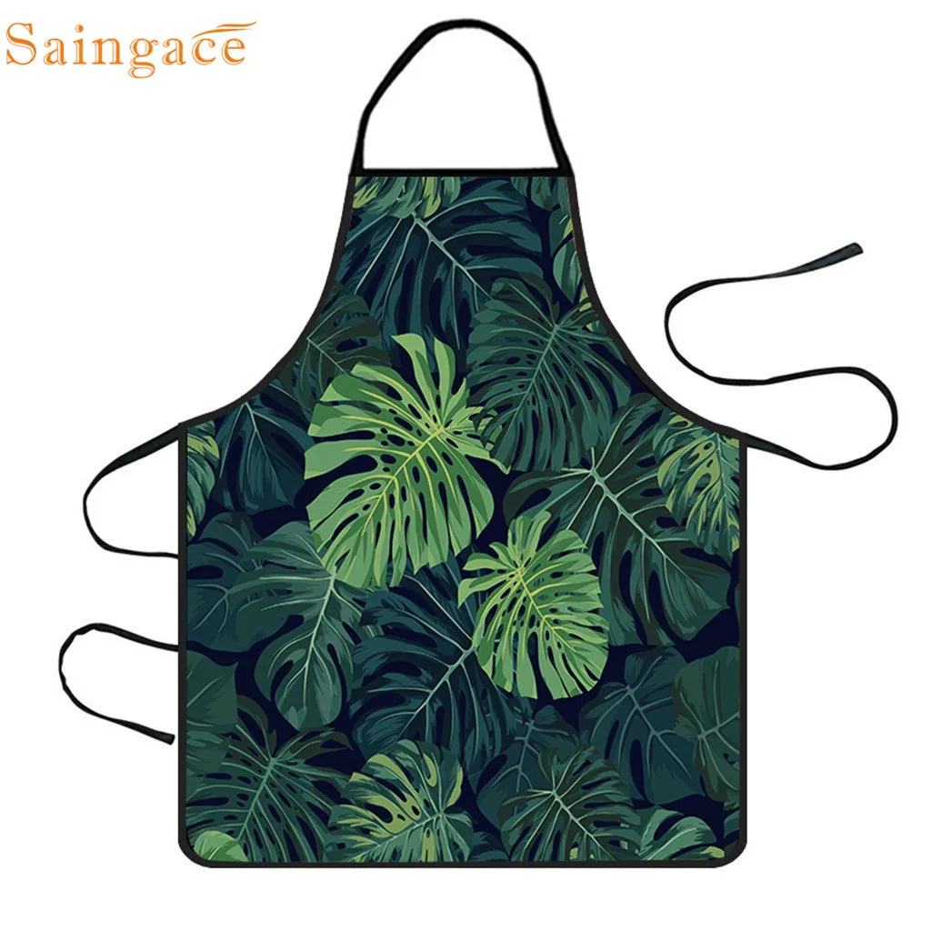 Saingace Кухонные фартуки непромокаемые с принтом листьев дождя водонепроницаемые