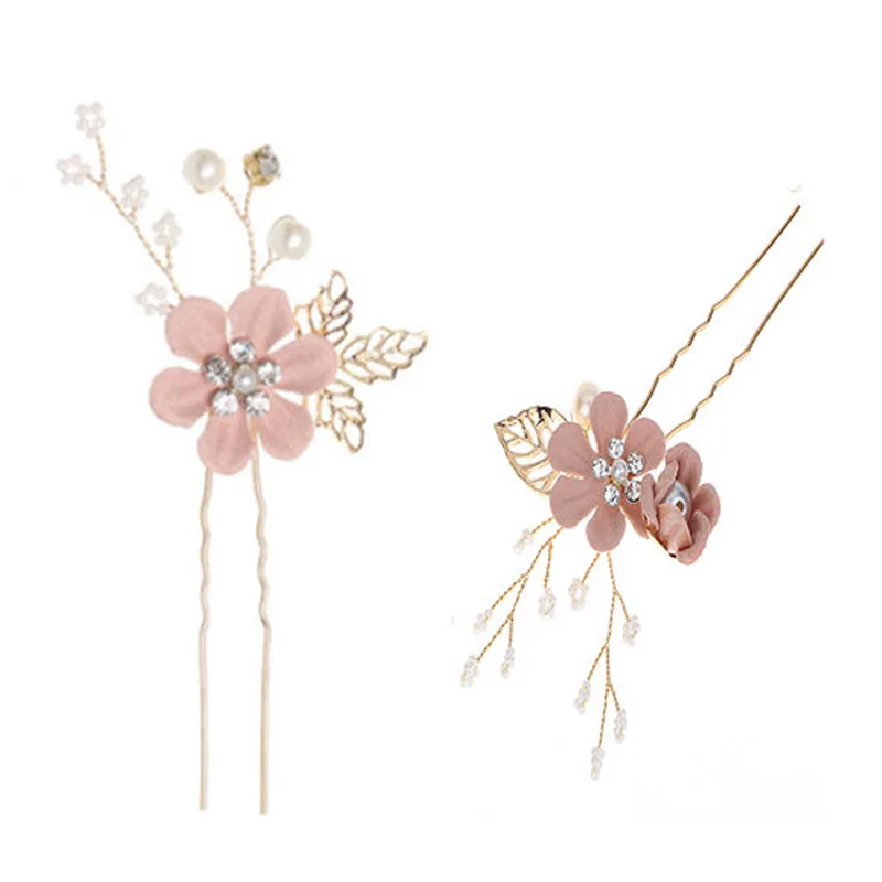 1 пара роскошных голубых розовых цветочных расчесок для волос головной убор