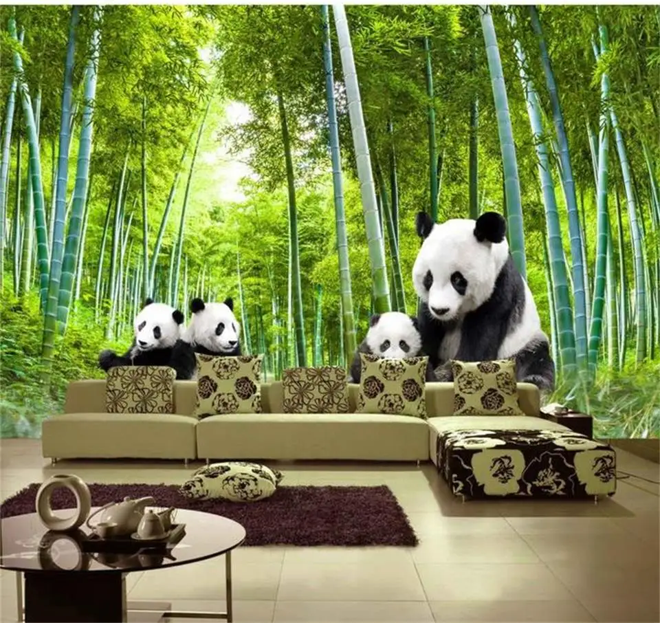 

Настенные обои, размер на заказ, панда, бамбуковый лес, пейзаж, фотообои для гостиной, детской комнаты, Декор для дома