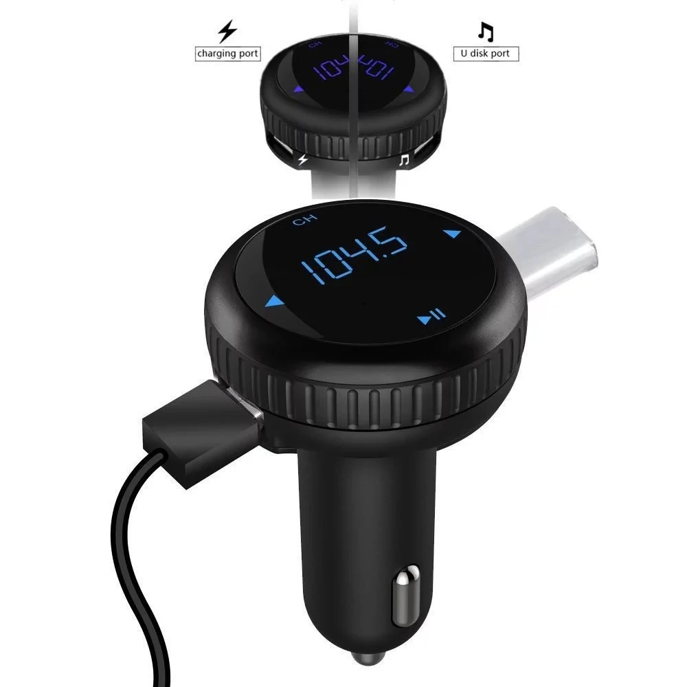 TUAO Bluetooth Fm Transmitter DC12V 24VCar Kit MP3 Modulator Car Charger Dual USB Fast Charge LED Plaid Screen Hands-free Call | Автомобили