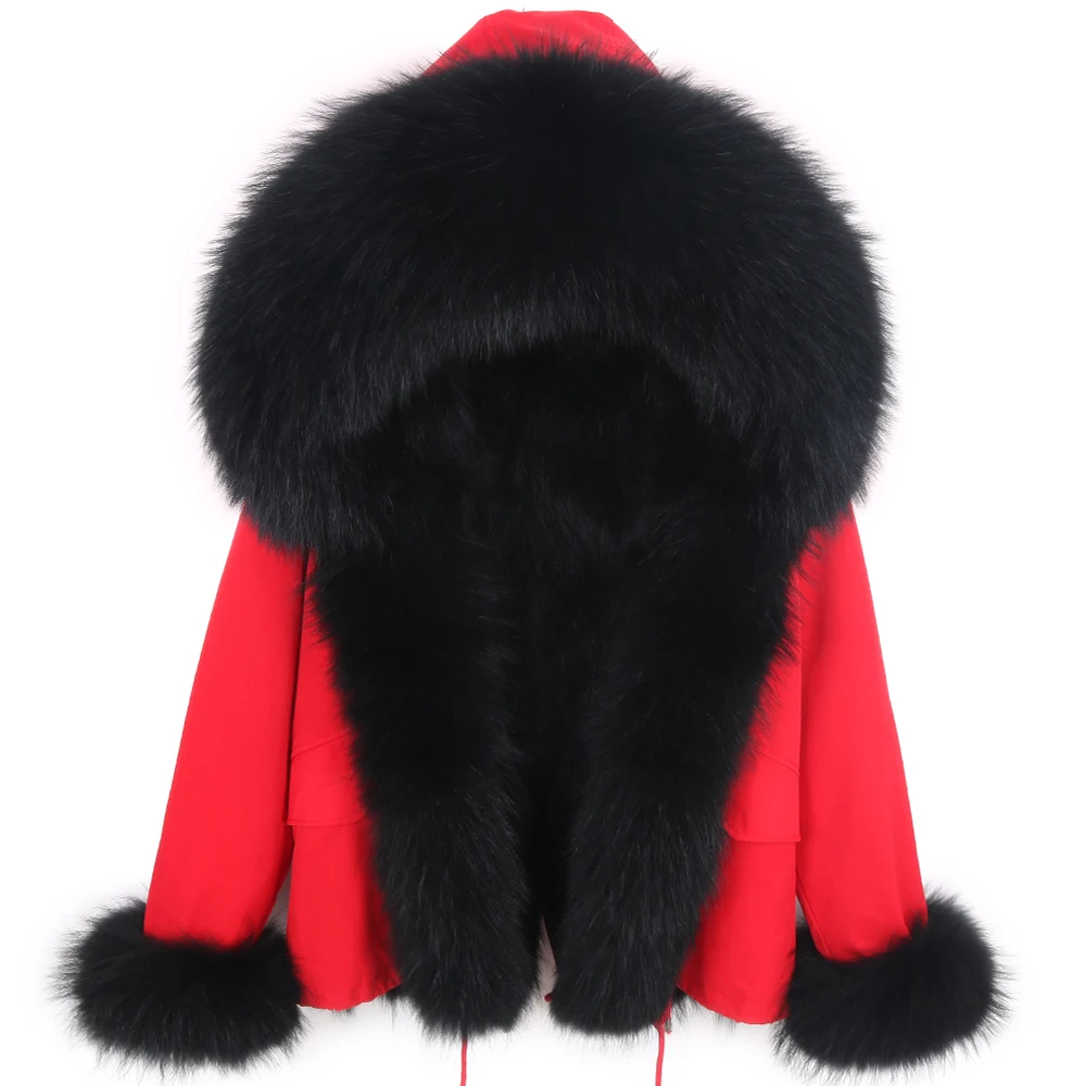 

2021 new Natural fur lining parka coat real fur coat winter jacket women natural raccoon fur collar warm thick parkas