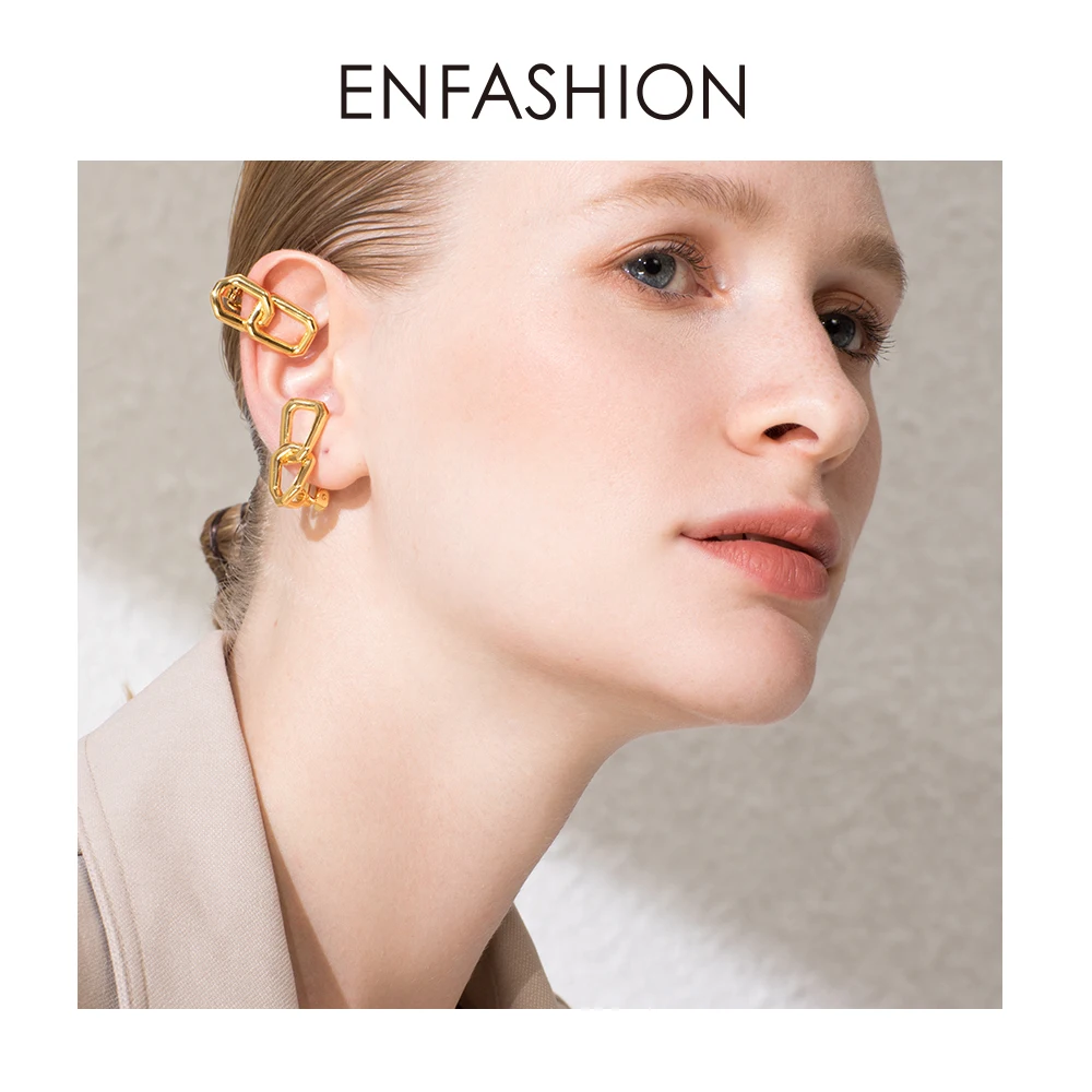 ENFASHION панк звеньевая цепочка, серьги-манжеты на клипсах для женщин, рок серьги без пирсинга, Букле д 'ореиль Femme EC191048