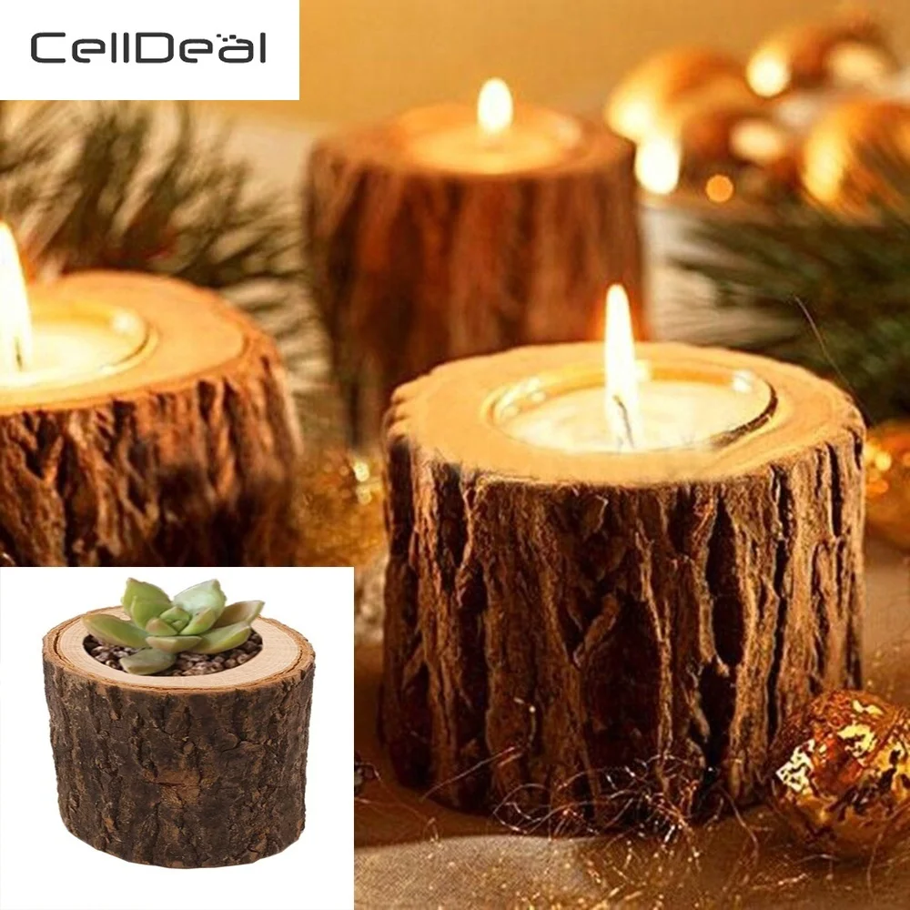 Подсвечник из натурального дерева подсвечник с растительным цветком простой