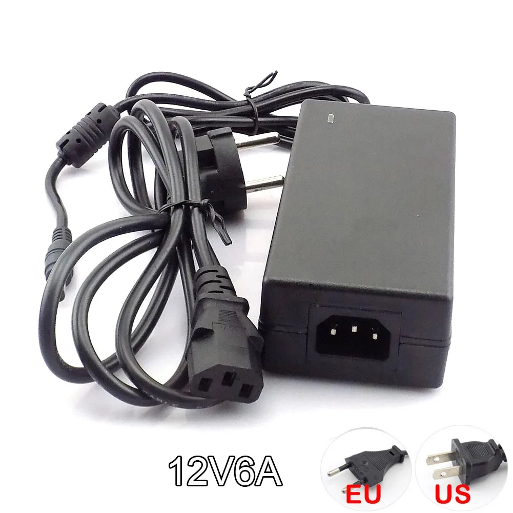 AC Мощность адаптер питания постоянного тока 240V 12V 6A Зарядное устройство