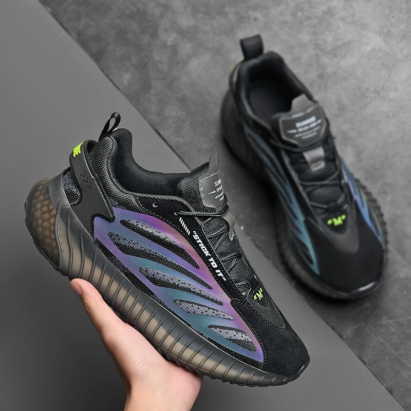 

Новая модная дышащая Спортивная обувь для мужчин, высокие кроссовки на толстой подошве, спортивная обувь для фитнеса, уличная прогулочная о...