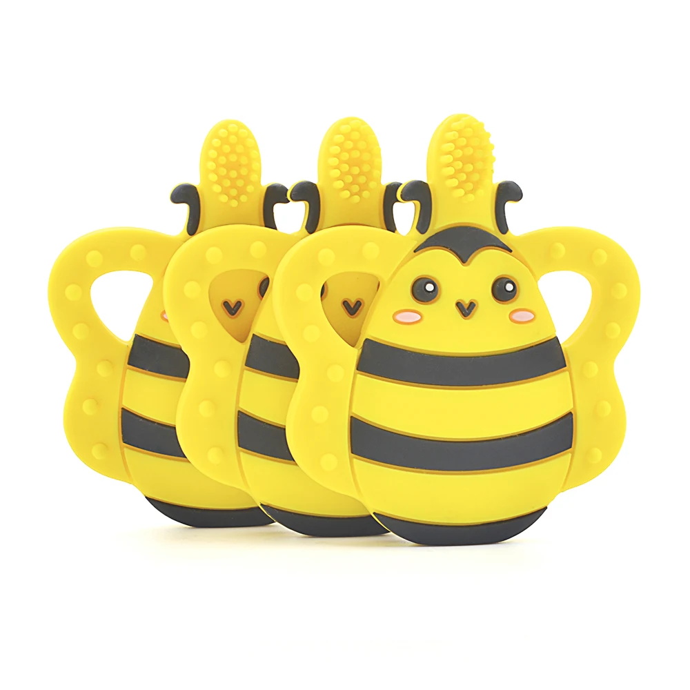 Baby Silicone Teethers Cartoon Bee Toothbrush Teething Toy BPA Free Food Grade Charms Kids Nursing Gift | Мать и ребенок