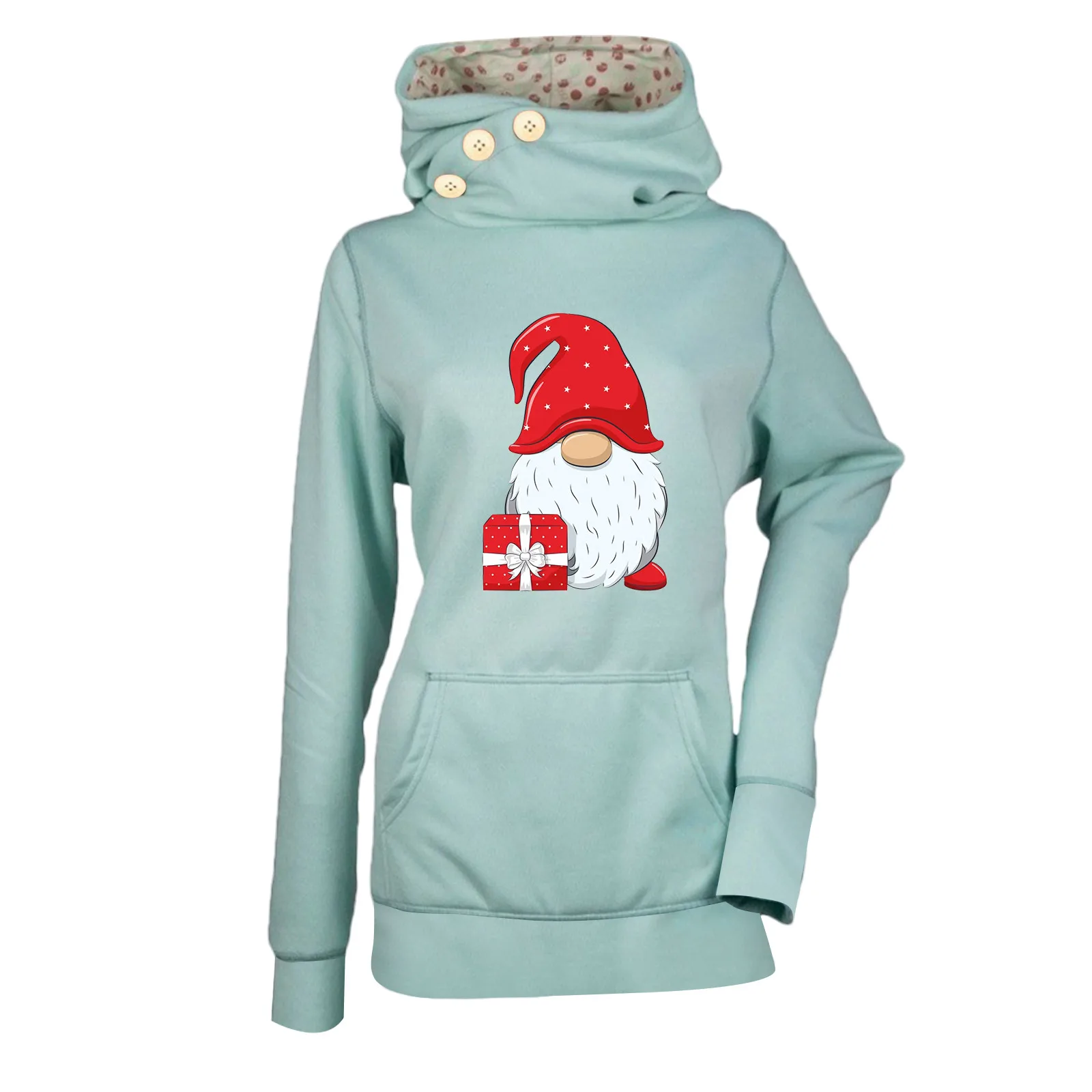

Christmas Sweaters High Print Hooded Collar Long Blouse Women's Sleeve Sweatshirt Pullover Women's Blouse