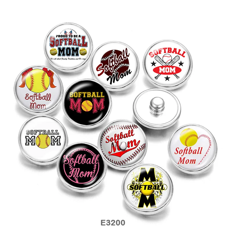 Софтбол мама окрашенные из нержавеющей стали кабошон защелки стеклянные кнопки