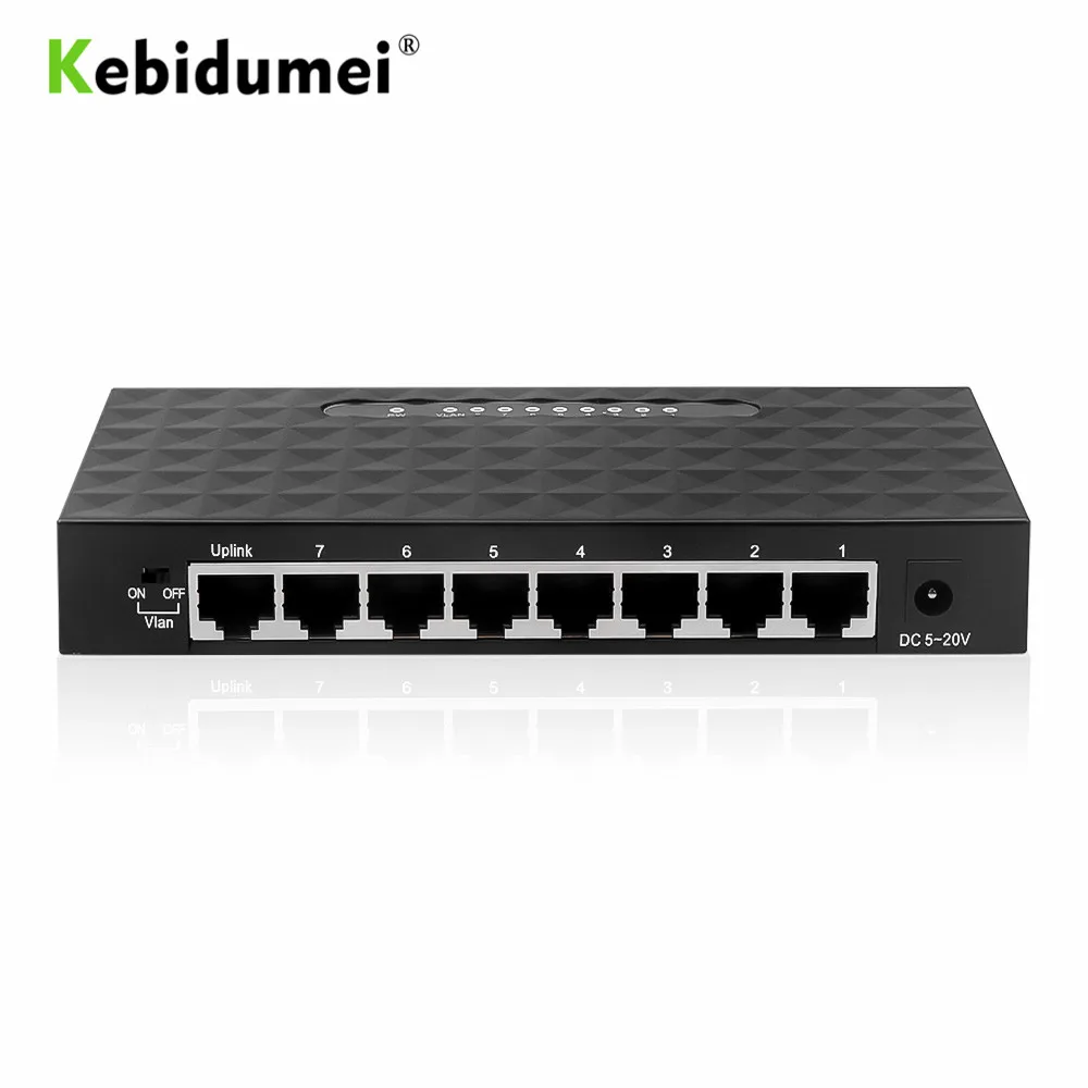 Kebidumei 8 портов пластиковый сетевой коммутатор гигабитный Настольный RJ45 Ethernet 1000
