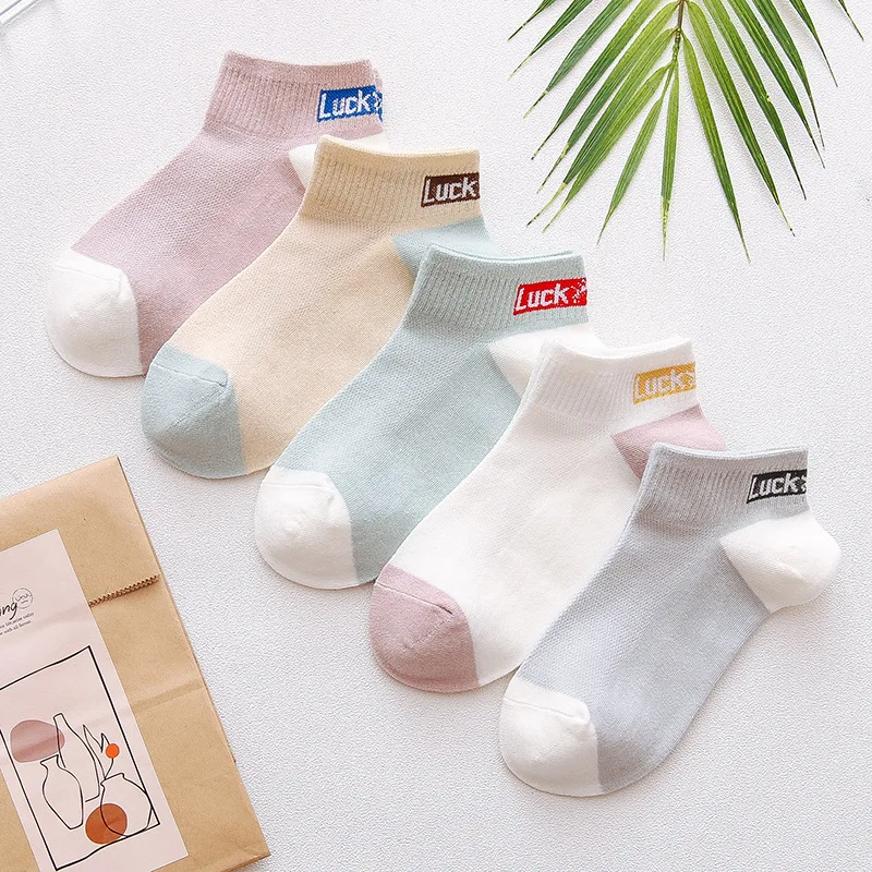 

5 Pairs Spring and Autumn Thin Mesh for Ladies Korean Kawaii Women Socks Comfortable Japanese Women Socks