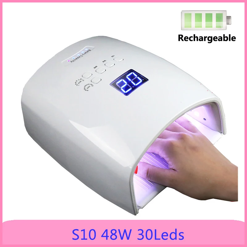 УФ лампа 48 Вт 30 светодиодов мощная для ногтей перезаряжаемая безболезненная