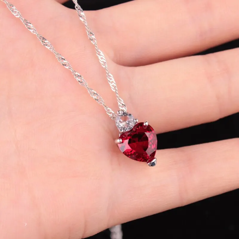 

New Fashion 3 Colors Charms Zircon Heart Love Women Pendant Necklace For Women's Necklace Crystal Jewelry Gifts