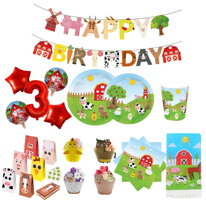 Baby Shower фермы Животные подарки для тематической вечеринки украшения с мультфильм