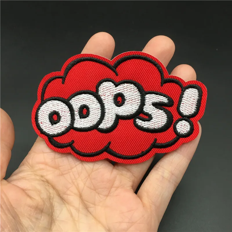 OOPS! Kleidung Aufkleber Größe: 8,3x5,3 cm Stickerei Patch Eisen auf Streifen für Kleidung DIY Abzeichen Nähen Applique Dekoration – Detail 1