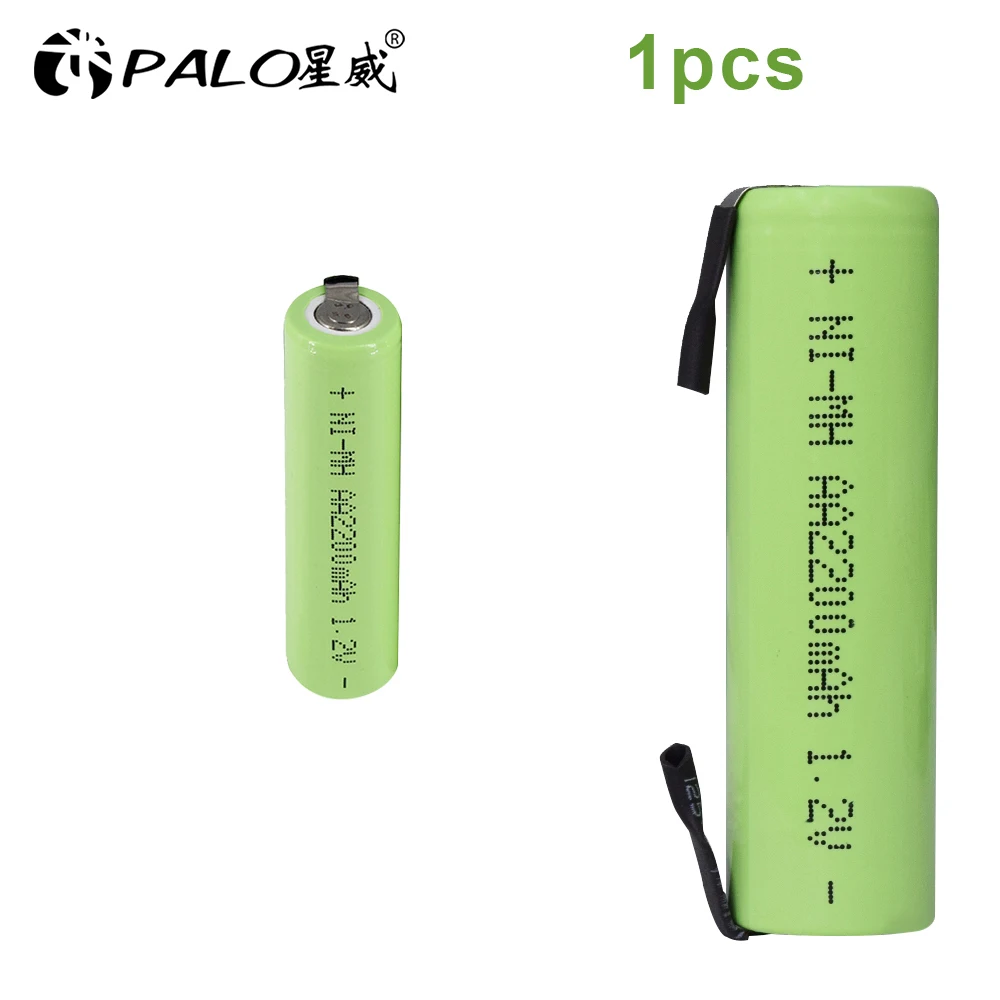 1PC PALO 1,2 V AA Аккумуляторная батарея 2200mah nimh cell Green shell с сварочными вкладками для Электробритва Philips Бритва зубная щетка - Цвет: 1PC