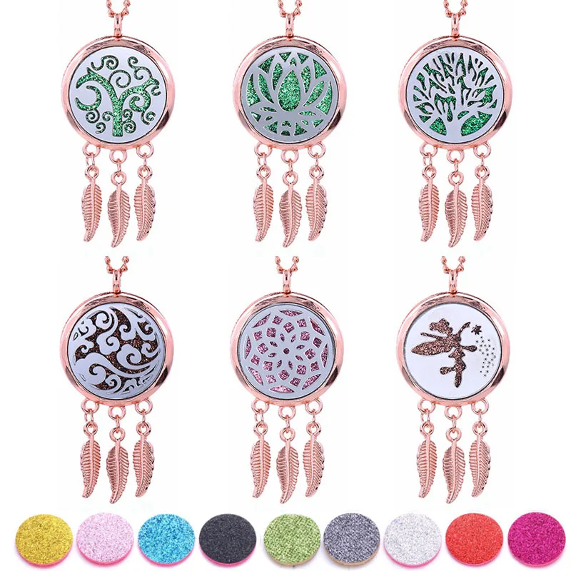 

Rose gold Removable Aromatherapy Necklace Butterfly wings Aroma Diffuser Pendants Essential Oil Diffuser Necklace with 10pad