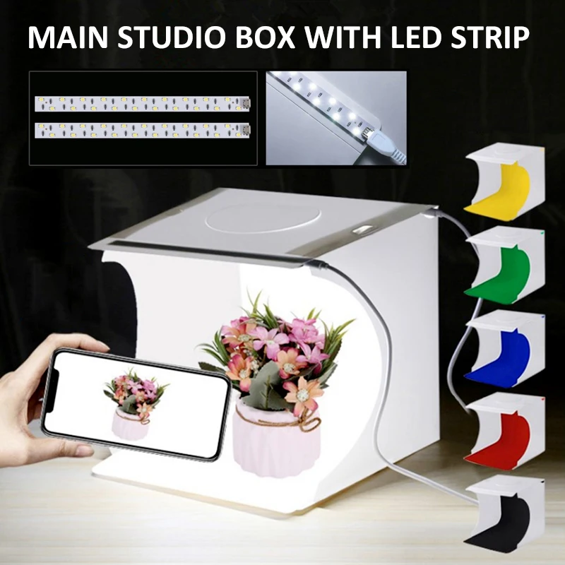 

Mini Photo Studio Box+6Pcs Backdrops Tabletop Shooting Lighting Tent Room Cube Photography Box Softbox Set Fit For Items Display