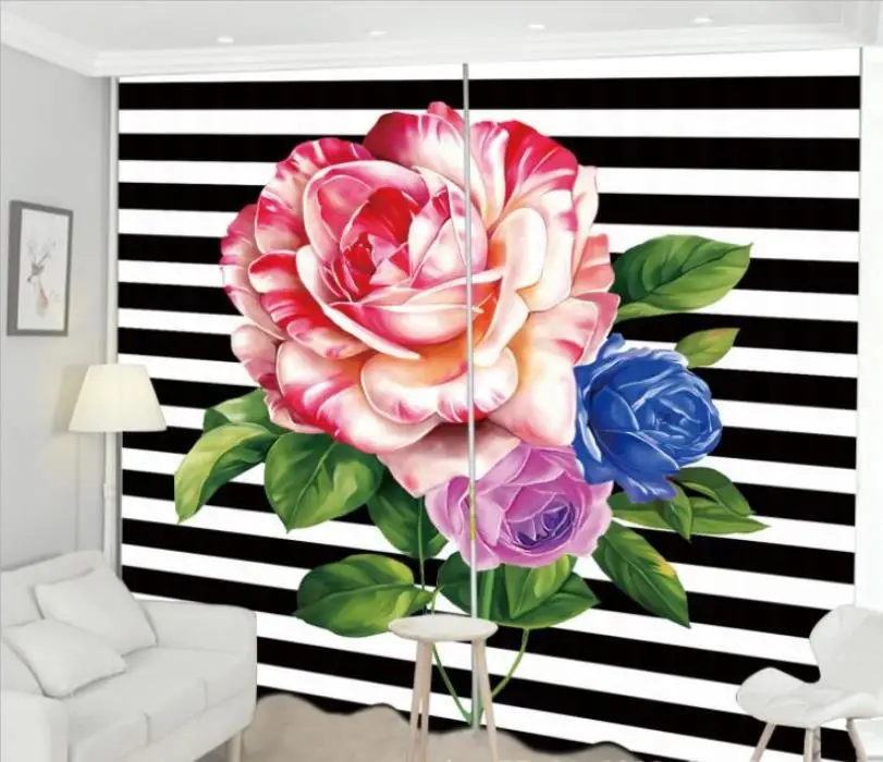 Пользовательские 3D занавески для гостиной спальни трехмерные цветочные оконные