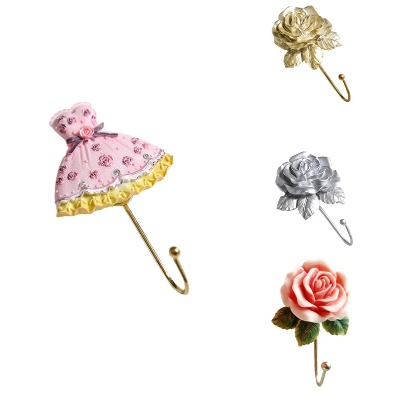 

Heart Shaped Rose Resin Hook Color Painting Hook Home Decoration is Used for Hanging Hats, Towels, Coats, Etc