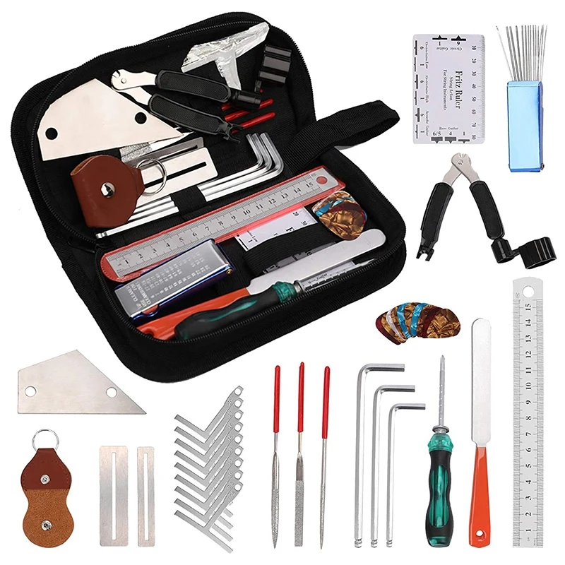 

36Pcs Guitar Repair Tools, Cleaning Adjustment Accessories, Suitable for Acoustic Electric Guitar Bass, Ukulele