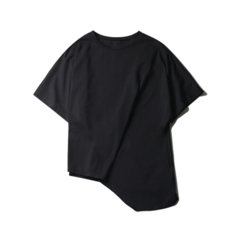 

Dark Designer Style Pleated Irregular Short Sleeve T-shirt Women Clothing Oversized T Shirt Tops