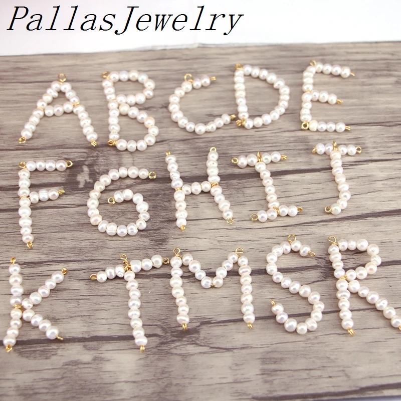 

10Pcs New Fashion Gold Filled Freshwater Pearl Alphabet Initial Letter Pendant Chain Necklaces for Women Jewelry