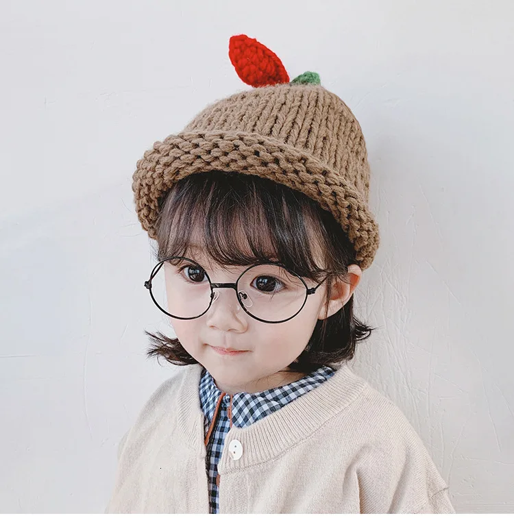 Новая вязанная детская шапка с рисунком фруктов из бобов теплая для мальчиков и