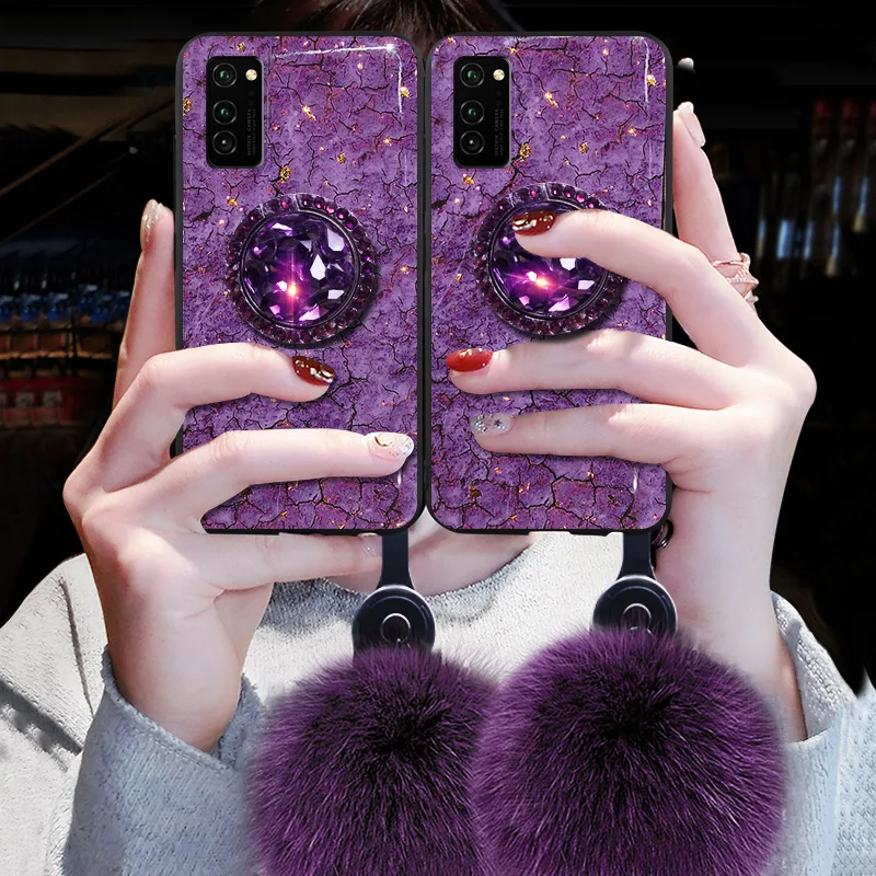 Милый ремешок для волос Мягкий чехол из ТПУ с бриллиантами и мрамором Honor9x pro 10i 20i