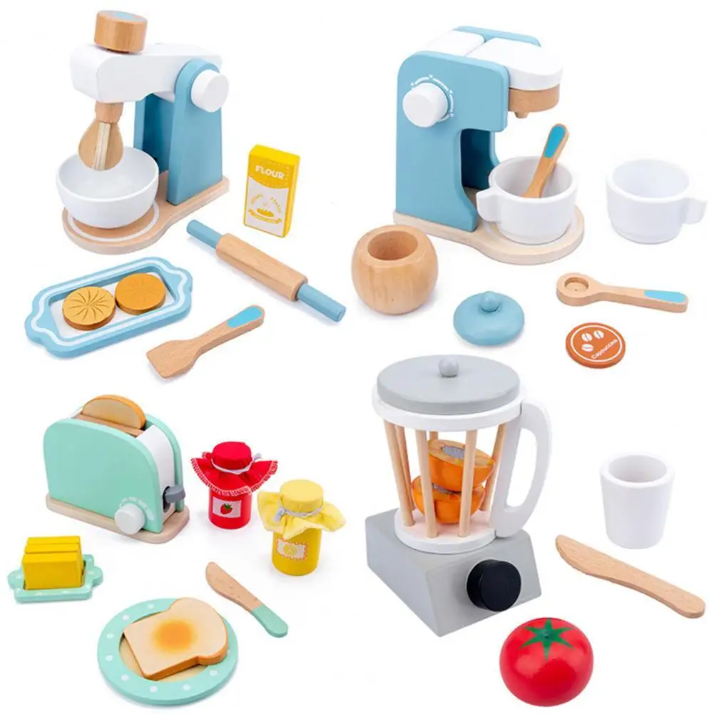 

Wooden Toaster Coffee Machine Mixer Juicer Kitchen Play Toy Educational Gifts