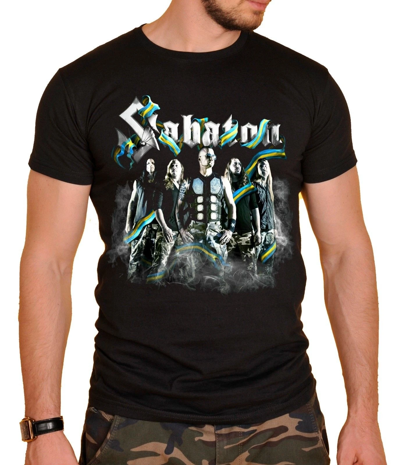САБАТОН рок группа футболка Черная Новая мужская брендовая одежда высшего