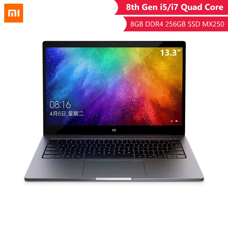 Оригинальный ноутбук Xiaomi Air 13 3 дюйма Intel 8th Quad Core i7 8G MX250 ультратонкие ноутбуки 512G SSD