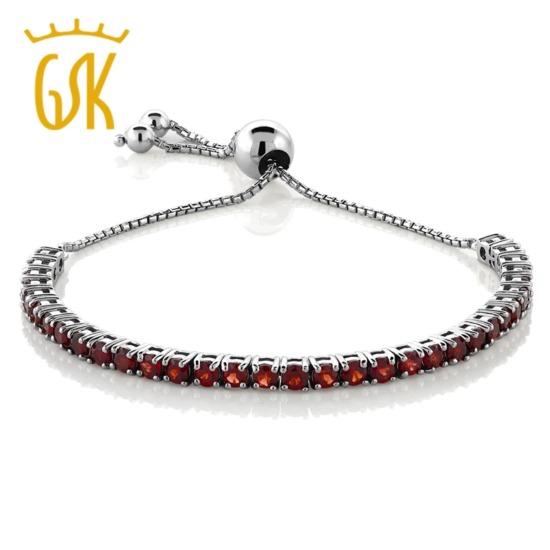 Гранат регулируемый браслет для женщин 925 стерлингового серебра ювелирные
