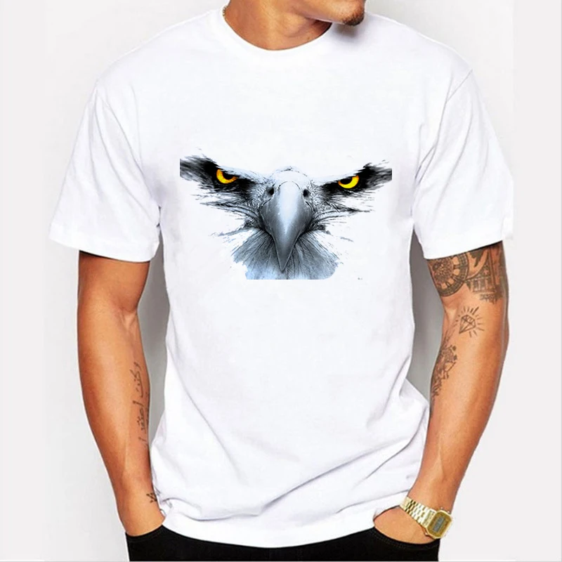 Мода унисекс Симпатичные Орел Татуировка животных рубашка сеточные с коротким
