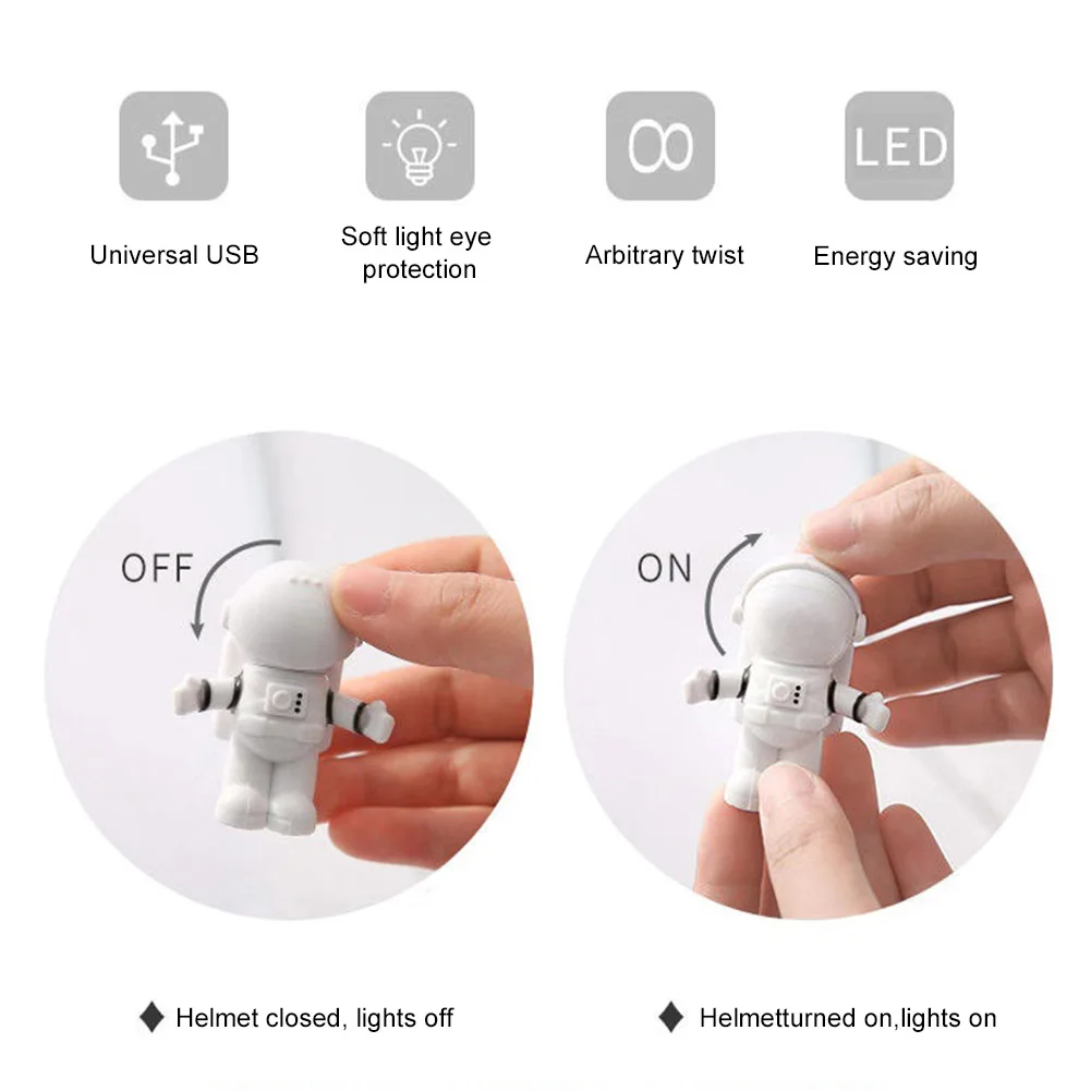 Astronaut LED Night Light Creative Flexible USB Powered Spaceman Lamp Eye-Care Reading For Computer Laptop PC | Лампы и освещение