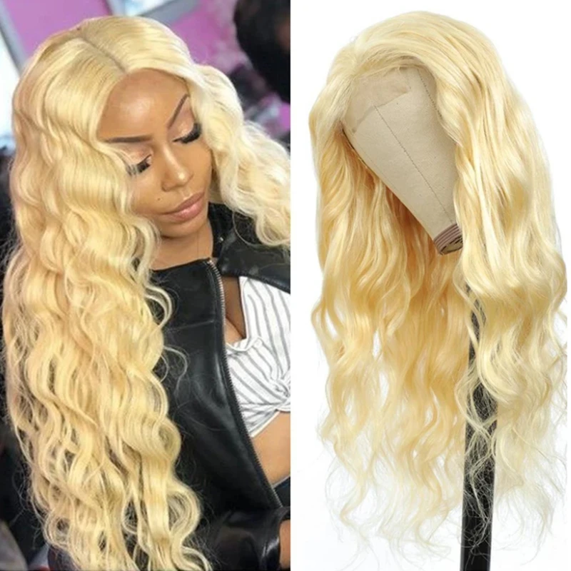 

613 Blonde Body Wave 4x4 Lace Closure Wig SOKU Brazilian Remy Pre Plucked Human Hair Wig For Women 150% Density Ombre Blonde Wig