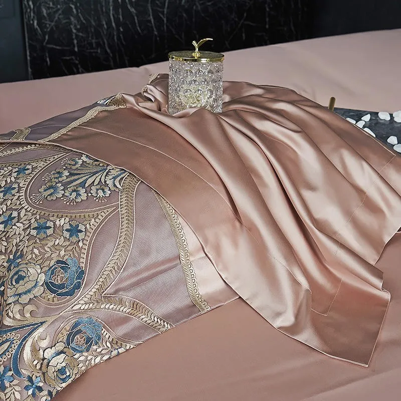 melhor Chique Rendas Conjunto De Capa Edredão Luxo Design Do Laço Cetim Seda Algodão Conjunto Cama Rainha Rei Tamanho Edredão Capa Edredão Conjunto Folha