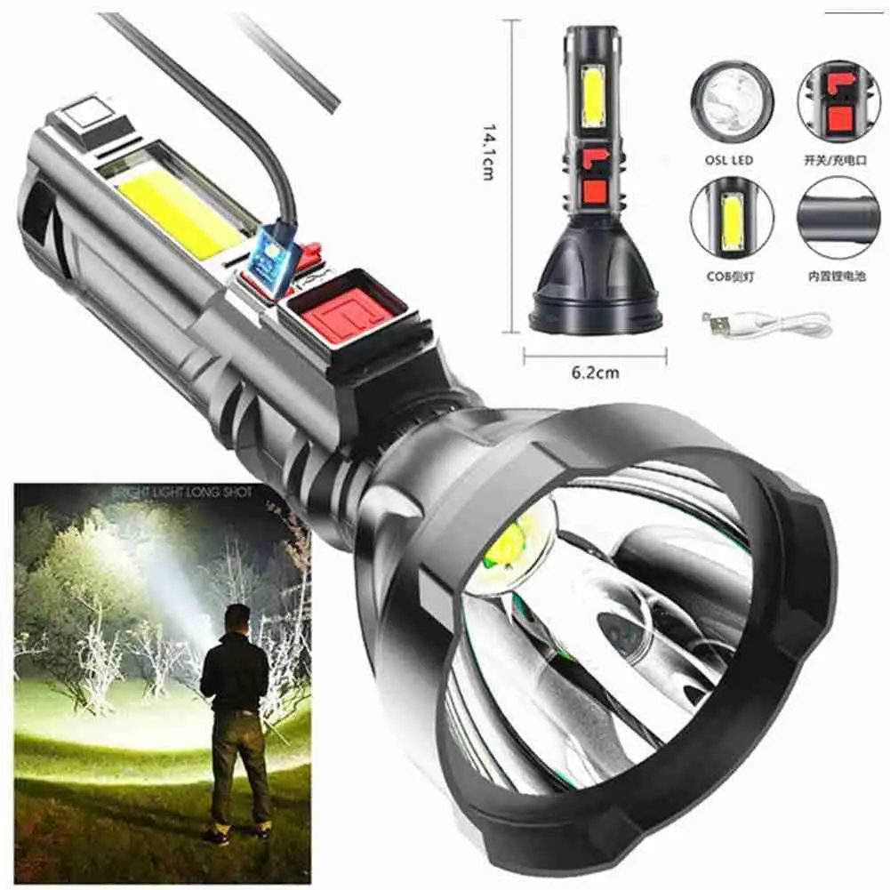 

Led Flashlight Usb Rechargeable Torch Battery Zoomable Lantern Waterproof for Camping Light High Quality Aluminum