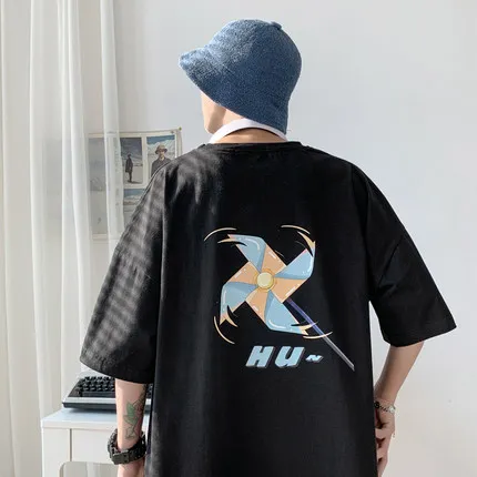 

han Men's t-shirt short-sleeved tide brand wild simple top loose trend summer